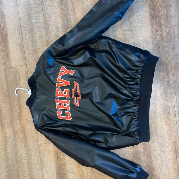 Steve & Barry's Mens Chevy Black Faux Leather & Fabric Bomber Jacket  XX… - Picture 8 of 11